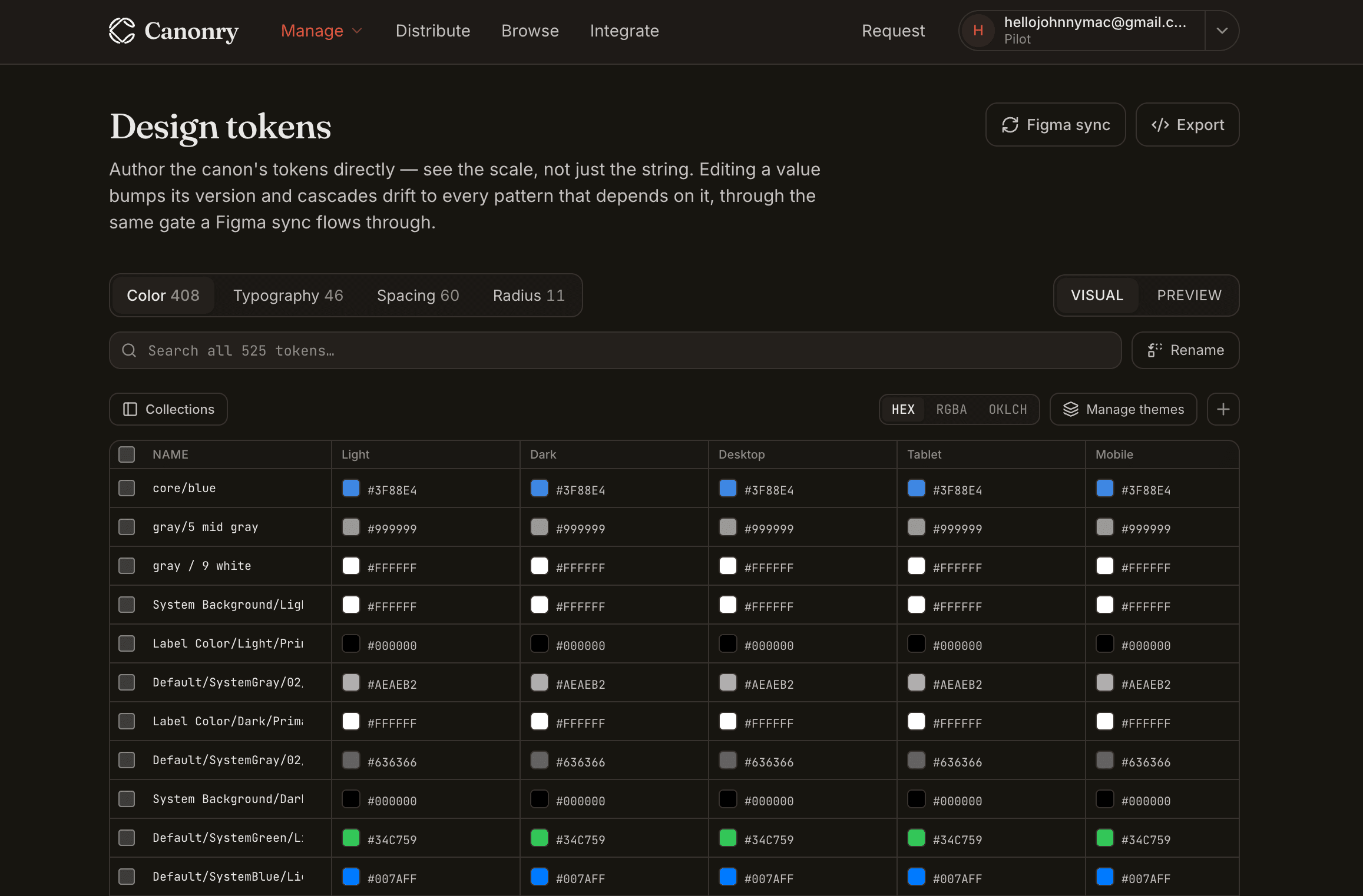 Canonry — token & design sync
